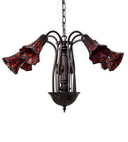 24"W Tiffany Pond Lily 7 Lt Chandelier