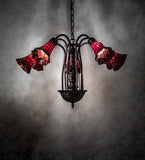 24"W Tiffany Pond Lily 7 Lt Chandelier