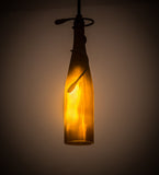 3"W Tuscan Vineyard Frosted Amber Wine Bottle Pendant