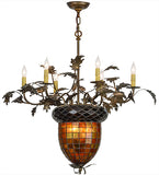 36"W Greenbriar Oak 6 Arm Lodge Chandelier