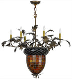 36"W Greenbriar Oak 6 Arm Lodge Chandelier