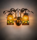 18"W Tiffany Acorn 2 Lt Oak Leaf Wall Sconce