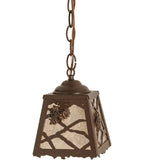 6"Sq Spruce Pine Rustic Lodge Mini Pendant