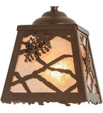 6"Sq Spruce Pine Rustic Lodge Mini Pendant