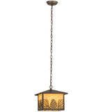 11"Sq Mountain Pine Rustic Lodge Pendant
