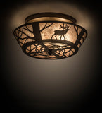 16"W Elk On The Loose Flushmount
