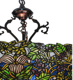 20"W Trillium & Violet Stained Glass Floral Pendant