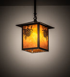 9"Sq Seneca Winter Pine Outdoor Pendant