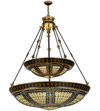 45"W Fleur-De-Lis 2 Tier Tiffany Inverted Pendant