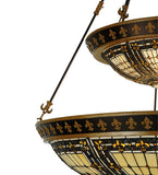 45"W Fleur-De-Lis 2 Tier Tiffany Inverted Pendant