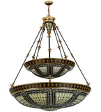 45"W Fleur-De-Lis 2 Tier Tiffany Inverted Pendant