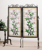 52"W x 63"H Gerardia Glass & Metal 2 Panel Floral Room Divider