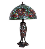 25"H Tiffany Poinsettia W/Lighted Base Table Lamp