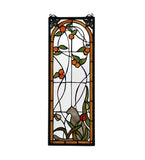 9"W X 25"H Cat & Tulips Stained Glass Sidelight Window