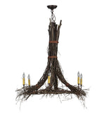 36"W Rustic Twigs 6 Lt Chandelier