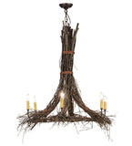 36"W Rustic Twigs 6 Lt Chandelier