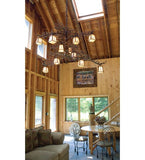 48"W Pine Branch Valley View 12 Lt Lodge Chandelier