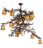 48"W Pine Branch Valley View 12 Lt Lodge Chandelier