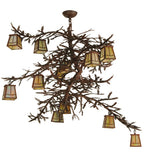 48"W Pine Branch Valley View 12 Lt Lodge Chandelier