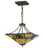 17"Sq Pinecone Ridge Tiffany Lodge Inverted Pendant