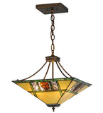 17"Sq Pinecone Ridge Tiffany Lodge Inverted Pendant