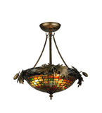 15.5"W Greenbriar Oak Tiffany Lodge Semi-Flushmount
