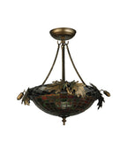 15.5"W Greenbriar Oak Tiffany Lodge Semi-Flushmount