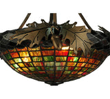 15.5"W Greenbriar Oak Tiffany Lodge Semi-Flushmount