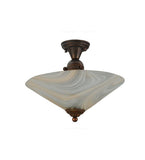 18"W Deco Ball Blush Swirl Modern Semi-Flushmount