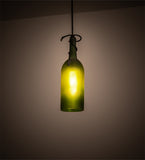 4"W Tuscan Vineyard Frosted Green Wine Bottle Mini Pendant