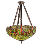 22"W Tiffany Hanginghead Dragonfly Semi-Flushmount