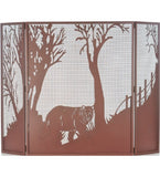 62"W X 40"H Northwoods Bear At Dusk Folding Fireplace Screen