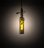 2"W Tuscan Vineyard Etched Olive Branch Wine Bottle Mini Pendant