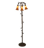 58"H Amber Pond Lily 3 Lt Floor Lamp