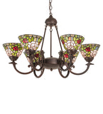 32"W Tiffany Rosebush 6 Lt Chandelier