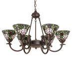 32"W Tiffany Rosebush 6 Lt Chandelier