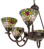 32"W Tiffany Rosebush 6 Lt Chandelier