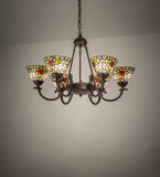 32"W Tiffany Rosebush 6 Lt Chandelier