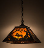 16"Sq Rustic Lodge Moose Wildlife Pendant