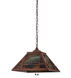 16"Sq Quiet Pond Rustic Lodge Pendant