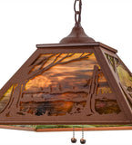 16"Sq Quiet Pond Rustic Lodge Pendant