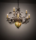 39"W Greenbriar Oak 9 Arm Tiffany Lodge Chandelier