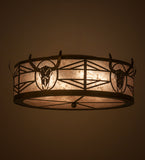 24"W Rustic Steer Skull Flushmount