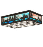 36"L Wildlife at Pine Lake Rustic Flushmount