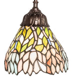 7"W Tiffany Wisteria Floral Stained Glass Mini Pendant