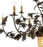 63"W Tiffany Greenbriar Oak 9 Arm Lodge Chandelier