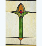 24"W X 14"H Bud Trio Wood Frame Arts & Crafts Stained Glass Window