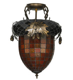 14"W Greenbriar Oak Tiffany Lodge Flushmount