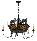 32"W Big Dogs 5 Lt Chandelier