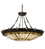 40"W Fleur-De-Lite Tiffany Gothic Inverted Pendant